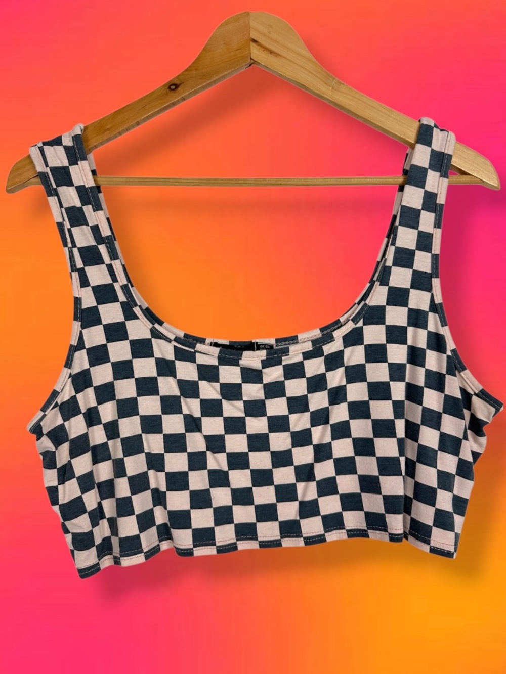 Boohoo Checkered Dopamine Dressing Scoop Neck Lightweight Cropped Tank Top 18